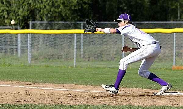 Preston Rankin receives a throw to force out a Marysville-Pilchuck runner Tuesday.