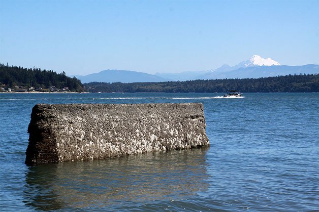 At the end of the one-mile hike to Hoypus Point is a stunning view of Mount Baker and a bit of history — remnants of the old ferry landing that became obsolete after the bridge was built in 1935.