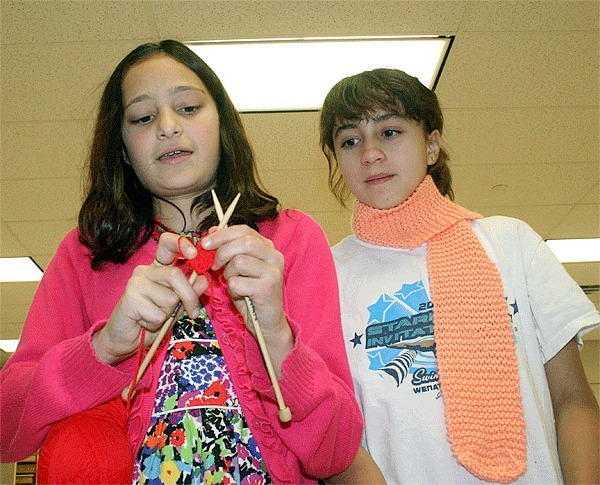 Lauryn Boelke and Erica Sugatan both said they enjoyed knitting scarves. “I thought it was really fun. I’d love to do it again