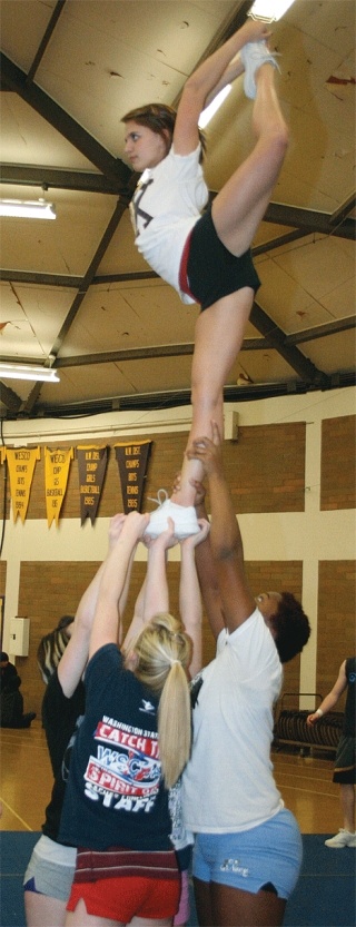 Supported by her teammates