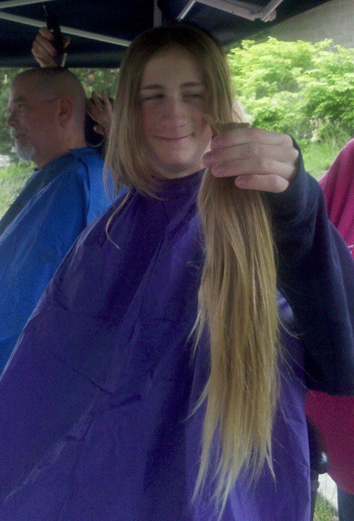 Nathan Richardson donated 18 inches of his hair for wigs for cancer survivors at the Relay for Life of Whidbey held June 2.