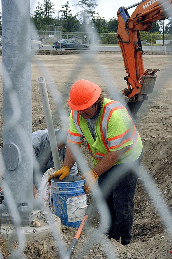 Crews begin work on Oak Harbor High School’s tennis courts.  School board members voted to award the project to Spee West Construction Co. at their Monday meeting.