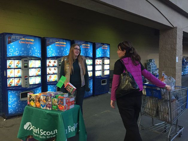 Bailey Kinker sold her final boxes of Girl Scout cookies outside Walmart last week.