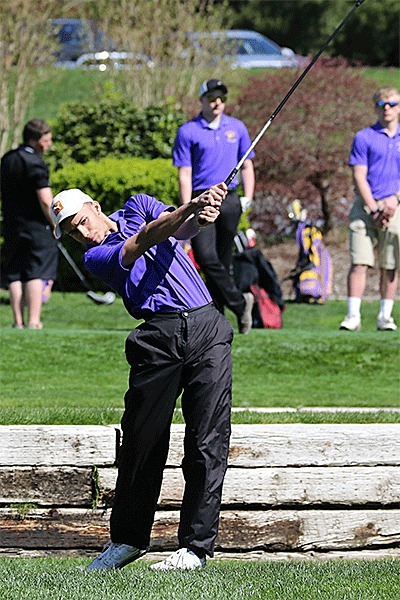 Haven Brown tees off to begin Tuesday's match. Brown finished second in the medalist race with an 82.