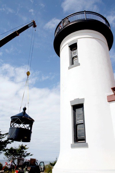 A new lantern house was placed on Admiralty Head Lighthouse Thursday