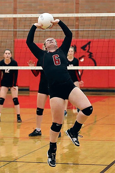 Sydney Autio sets in Coupeville's win Thursday. Autio and McKenzie Bailey