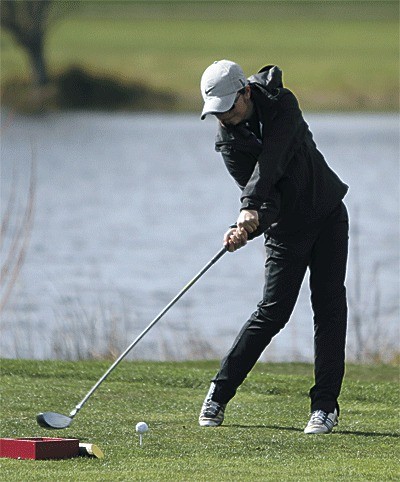 Bre Roderos tees off in the Whidbey Shootout Tuesday.