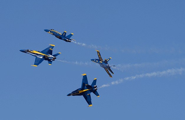 The Blue Angles are expected to flyover Ault Field around 1:30 p.m. Wednesday.