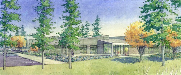 An artist’s rendition shows the possible appearance of a new Island Transit headquarters. More than $17 million in federal money was allocated to help pay for construction.