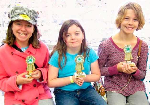 Three of many Island County 4-H State Championship winners who qualified to compete at the Western Washington State Fair in Puyallup this past month include Julia Beumer