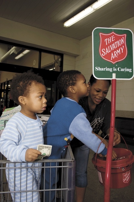 Dorothy Johnson helps her son