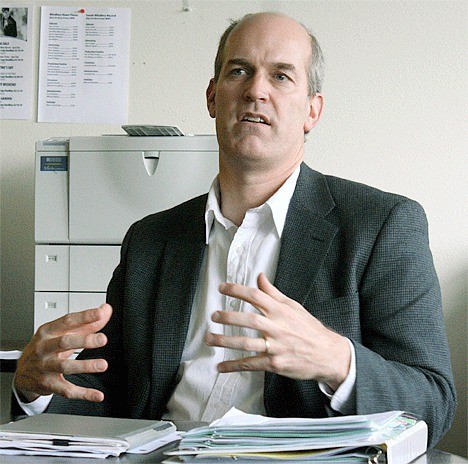 Second District Congressman Rick Larsen reacts to questions in an interview Thursday at the Whidbey News-Times office. He will run for a sixth term this year