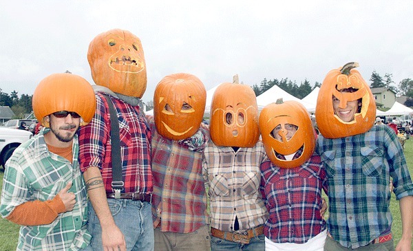 Interns from Rosehip Farm don their jack o’lanterns to participate in the Harvest Relays