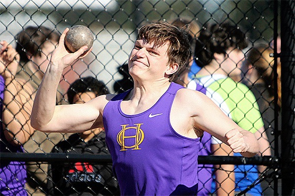 Matt Molitor tosses the shot put for Oak Harbor at the Island Jamboree Thursday.