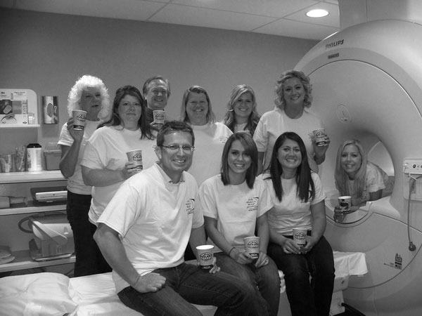 Employees from Whidbey Coffee visit Whidbey General Hospital while announcing a partnership with the hospital foundation to raise money for a breast MRI machine. Whidbey Coffee is matching dollar for dollar any contributions to a Whidbey General Hospital Foundation’s fundraising campaign.