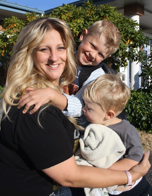 Jes Walker-Wyse drops off her son