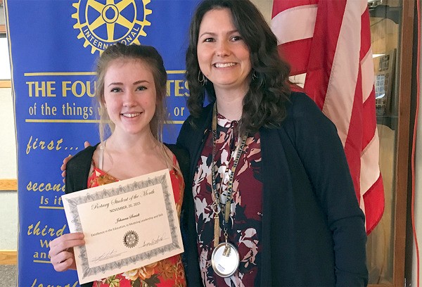 Rotary Student of the Month Johanna Schmidt with presenter Kellye Mazzoli.