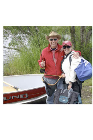 Brad Thompson and Nancy Barber are all smiles after a morning on Lone Lake.