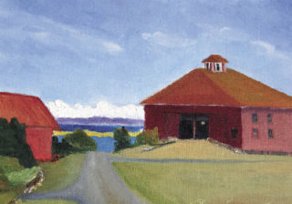 ABOVE: A painting of Crockett Barn