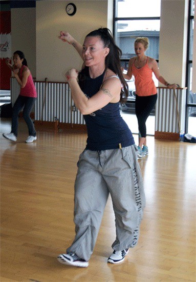 Dancer and Thrive employee Traci Nussbaum participates in a RazzL dance fitness class.