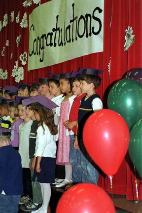 Crescent Harbor Elementary kindergartners put on a show for their parents prior to receiving their diplomas Tuesday afternoon.