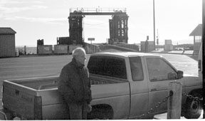 South Whidbey resident Karl Ostling waits by his truck Monday morning for the Keystone ferry to Port Townsend. Regular routes on the Keystone run were closed all weekend due to severe high winds and stormy waters.