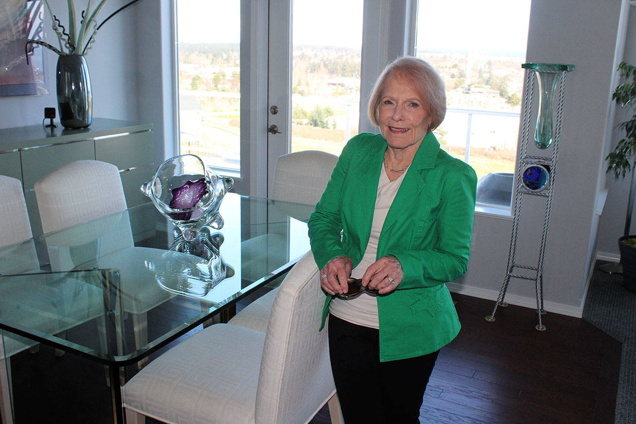 Nora O’Connell-Balda is this year’s Grand Marshal for the Oak Harbor St. Patrick’s Day Parade. She’s active in many nonprofit orgnaizations. She’s not Irish but she dressed green for photos taken at her home that overlooks Oak Harbor.