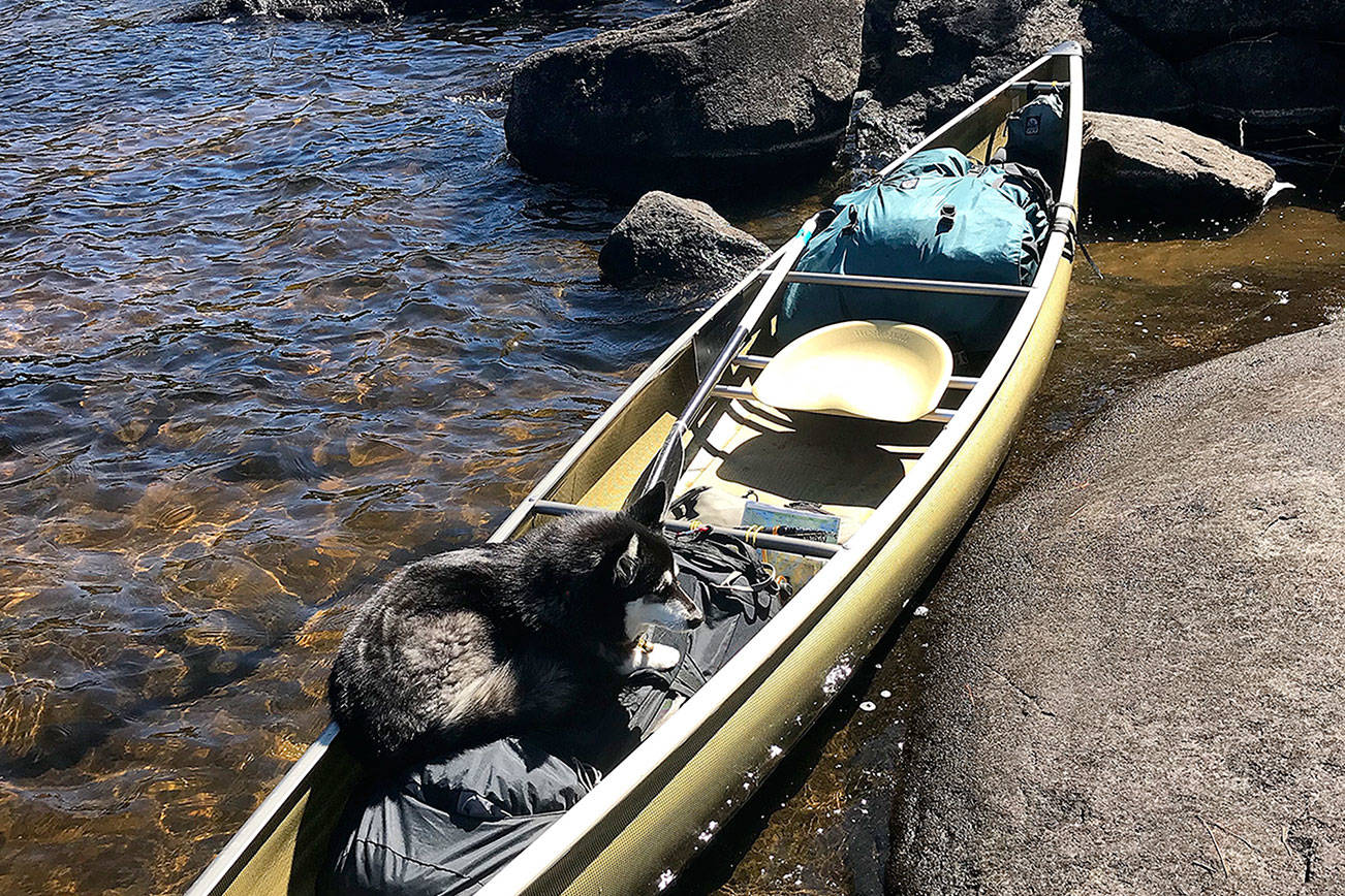 Photo by Jim Christensen.                                The rented canoe is hauled ashore at a stopping point.