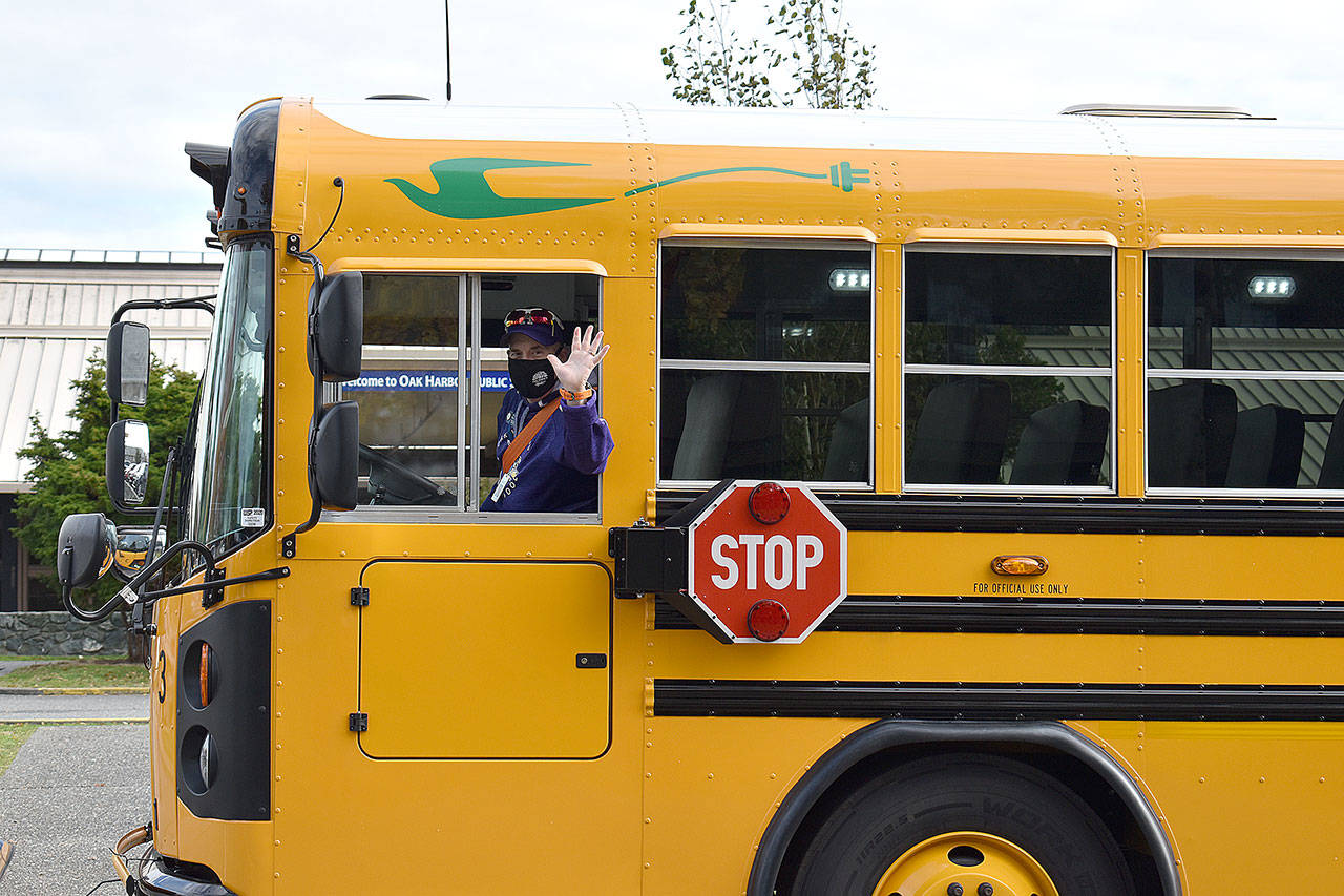 Oak Harbor Public Schools Transportation Director Francis Bagarella helped the school district secure a grant to cover the cost of its new all-electric bus. Photo by Emily Gilbert/Whidbey News-Times