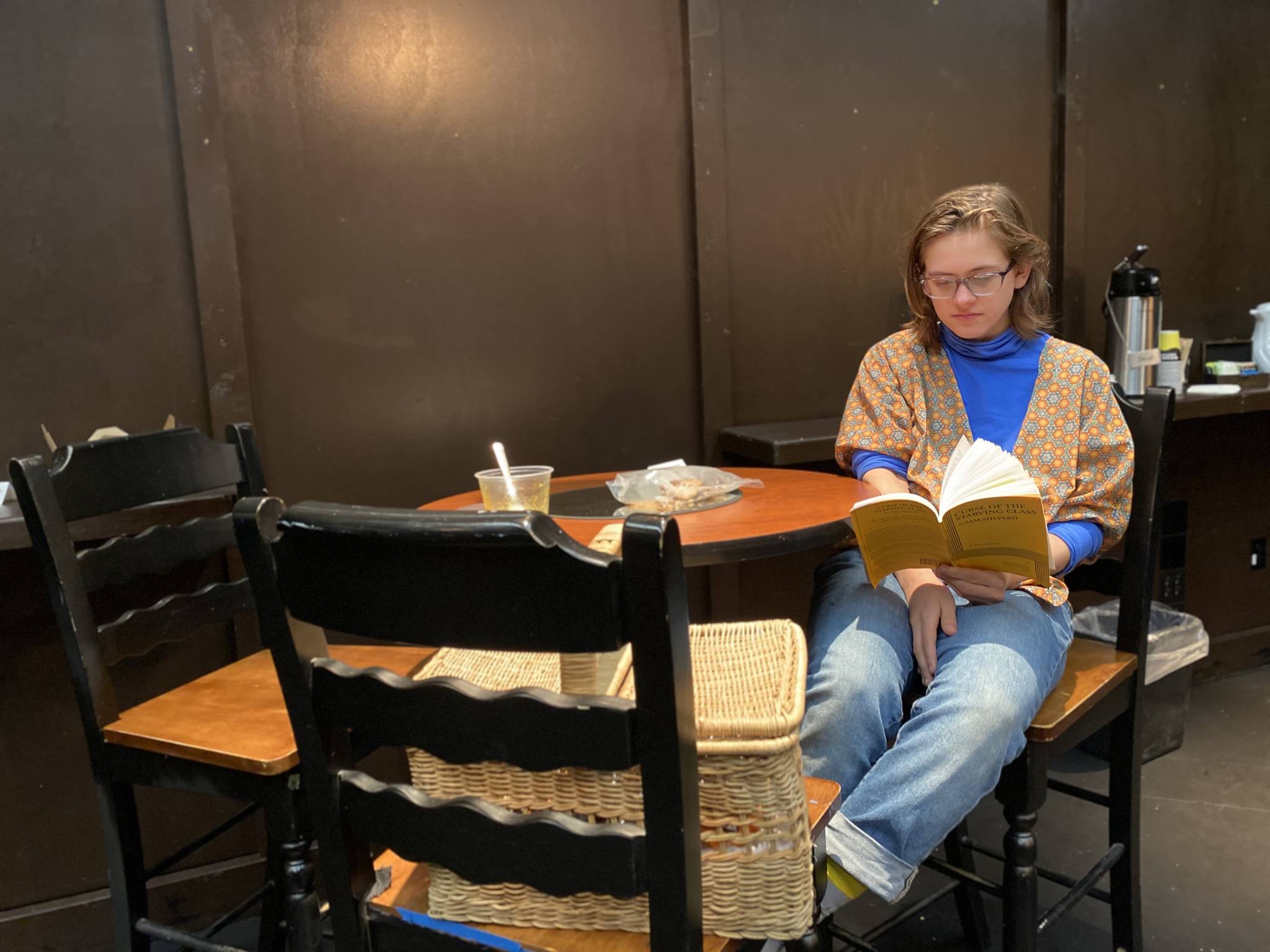 Molly Quade reads through the script of “Curse of the Starving Class.” Photo provided