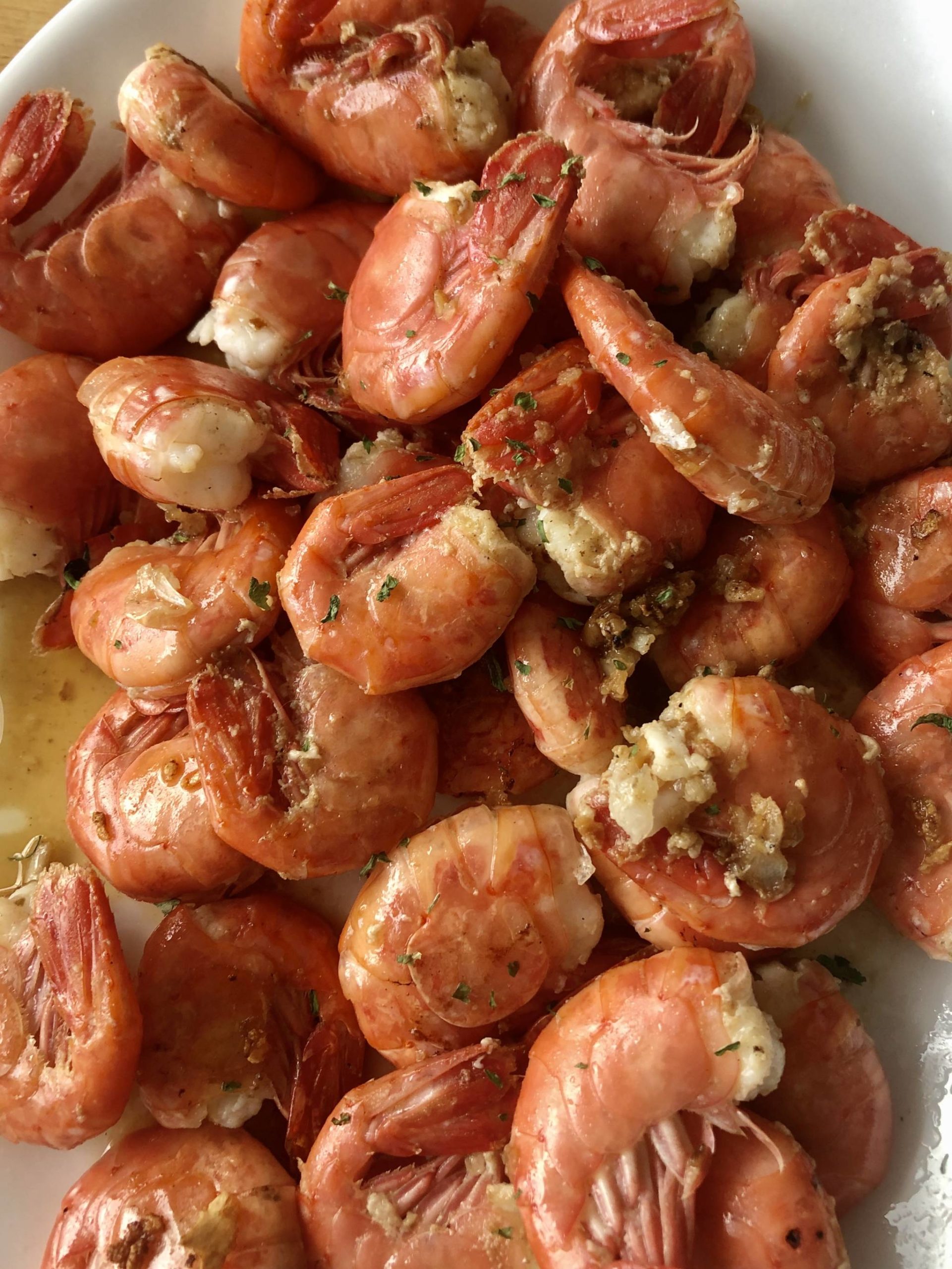 Photo by Emily Gilbert/Whidbey News-Times
Chopped garlic, butter, parsley, and a little salt is a tasty way to saute some fresh-caught spot shrimp.