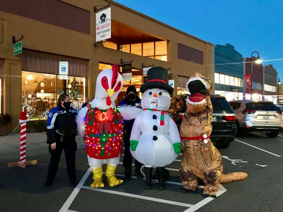 Photo provided
Oak Harbor's famous chicken has flown the coop, but many other inflatable creatures are expected to be at this year's Santa Cruise and tree lighting event. They will include a snowman, a dinosaur, a squirrel, "Gary the Sasquatch" and others.