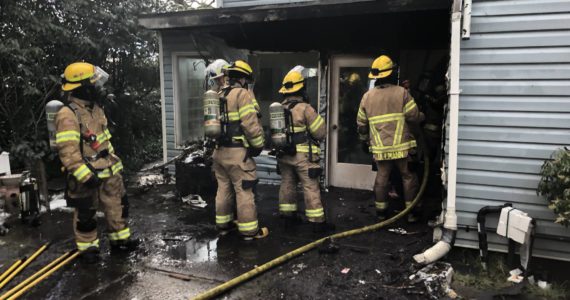 Photo provided
A fire ignited by a generator Monday caused damage to the outside of a South Whidbey home.