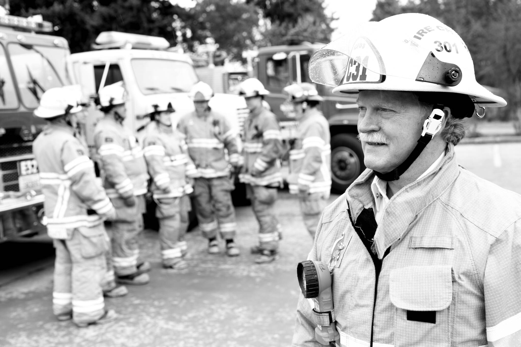 Photo by Michael Stadler
Rusty Palmer has served as the fire chief of South Whidbey Fire/EMS for the past 12 years. He is set to retire soon.