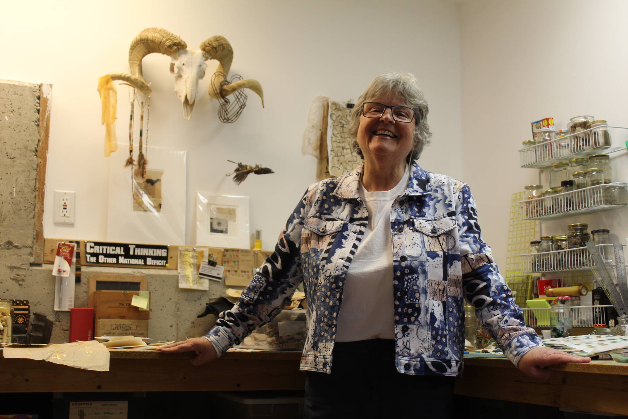 Photo by Karina Andrew/Whidbey News-Times
Artist Carol Leigh creates multimedia art in a garage studio in her home in Coupeville.