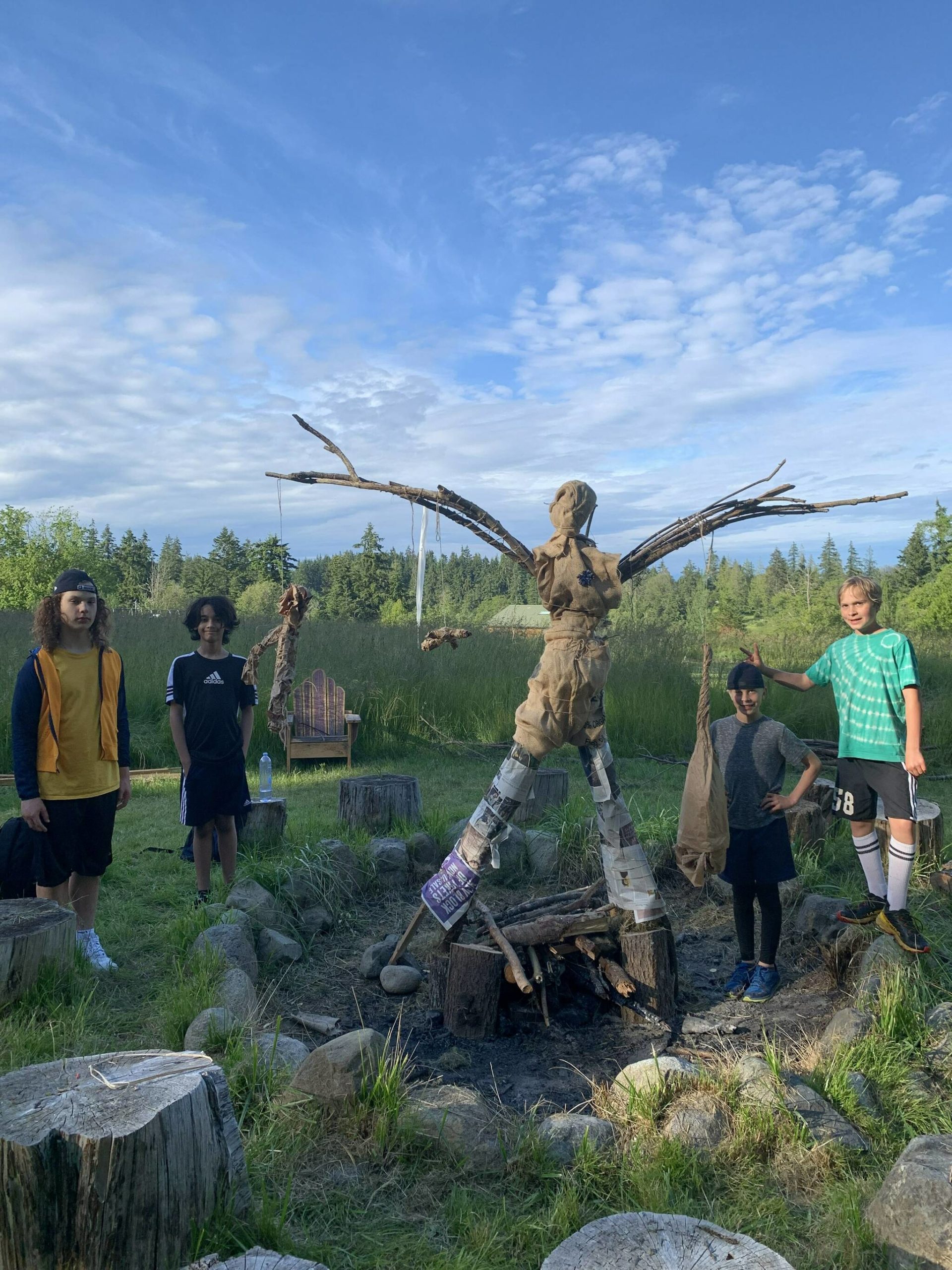 Kids build a sculpture at the “Solstice Fire” mini camp. (Photo provided)