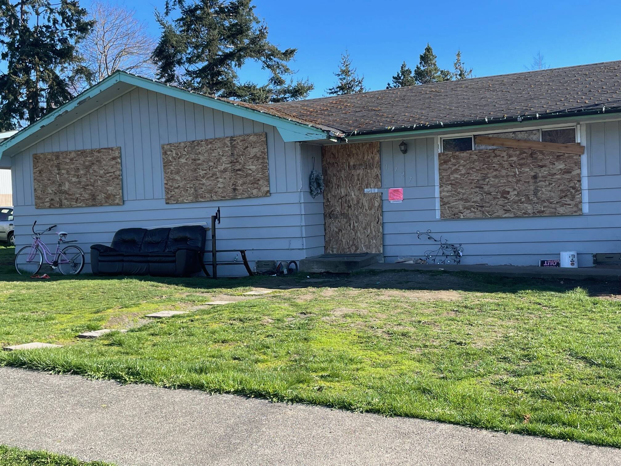 Photo by Jessie Stensland
The city of Oak Harbor boarded up a house on Northeast Fourth Avenue after residents were seen dumping sewage into the stormwater system.