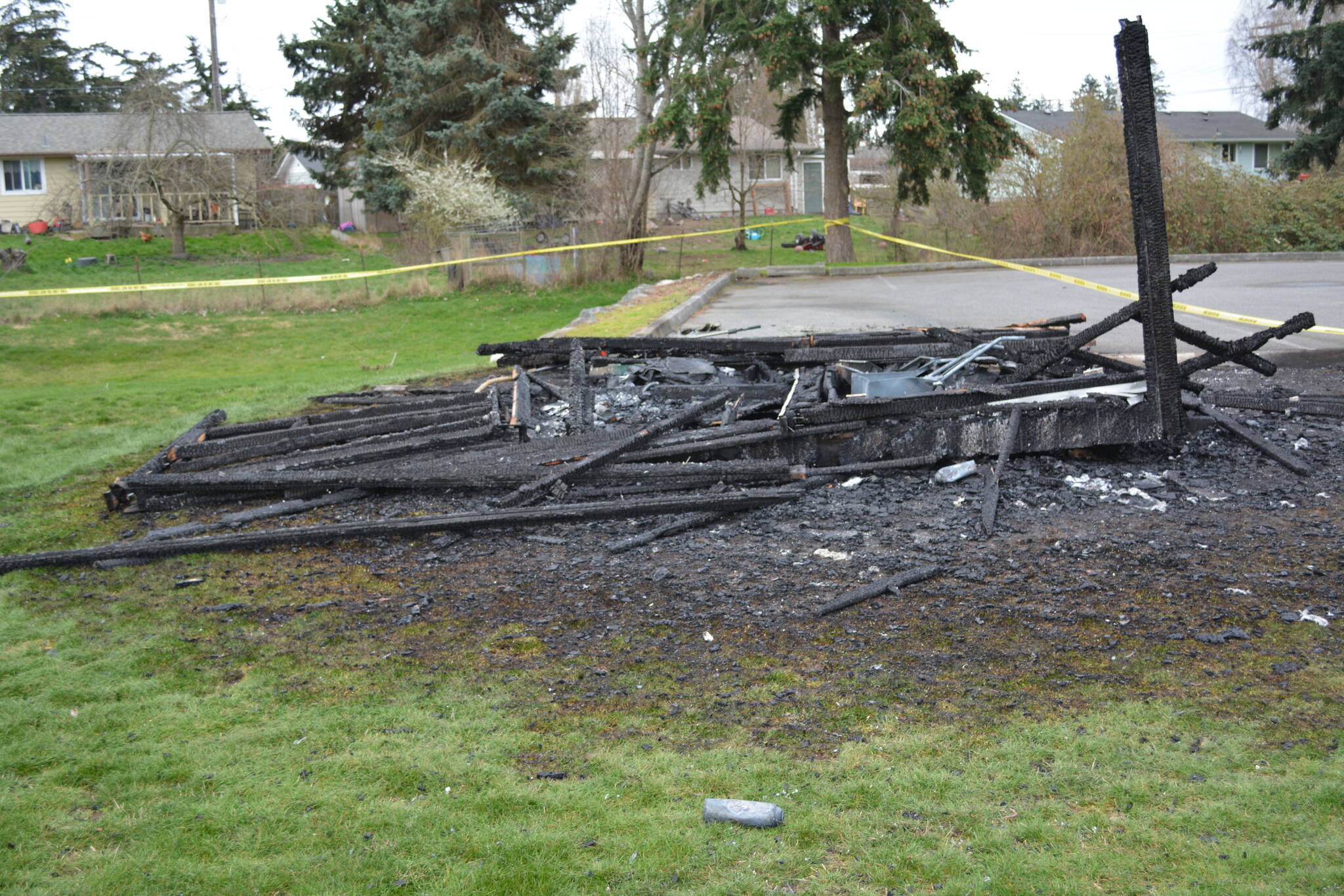 An intentionally set fire destroyed a little league shed. (Oak Harbor Fire Department photo)