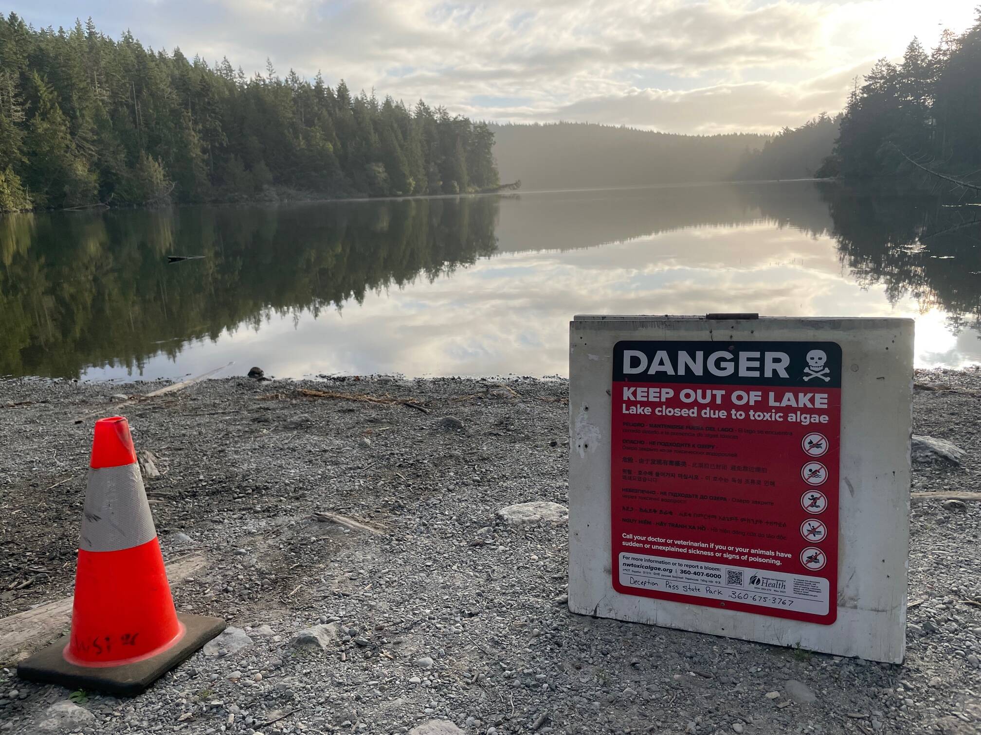 Photo by Jessie Stensland / Whidbey News Group
Pass Lake, which is within Deception Pass State Park, is closed because of toxic algae.