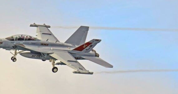 Photo by Joe Manhardt
A Navy Growler flies over Whidbey Island.