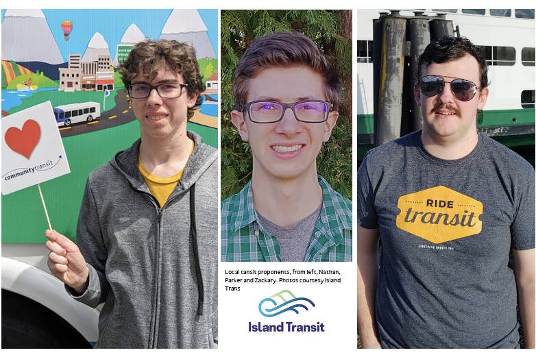 Transit riders Nathan, Parker and Zackary. Photos courtesy Island Transit