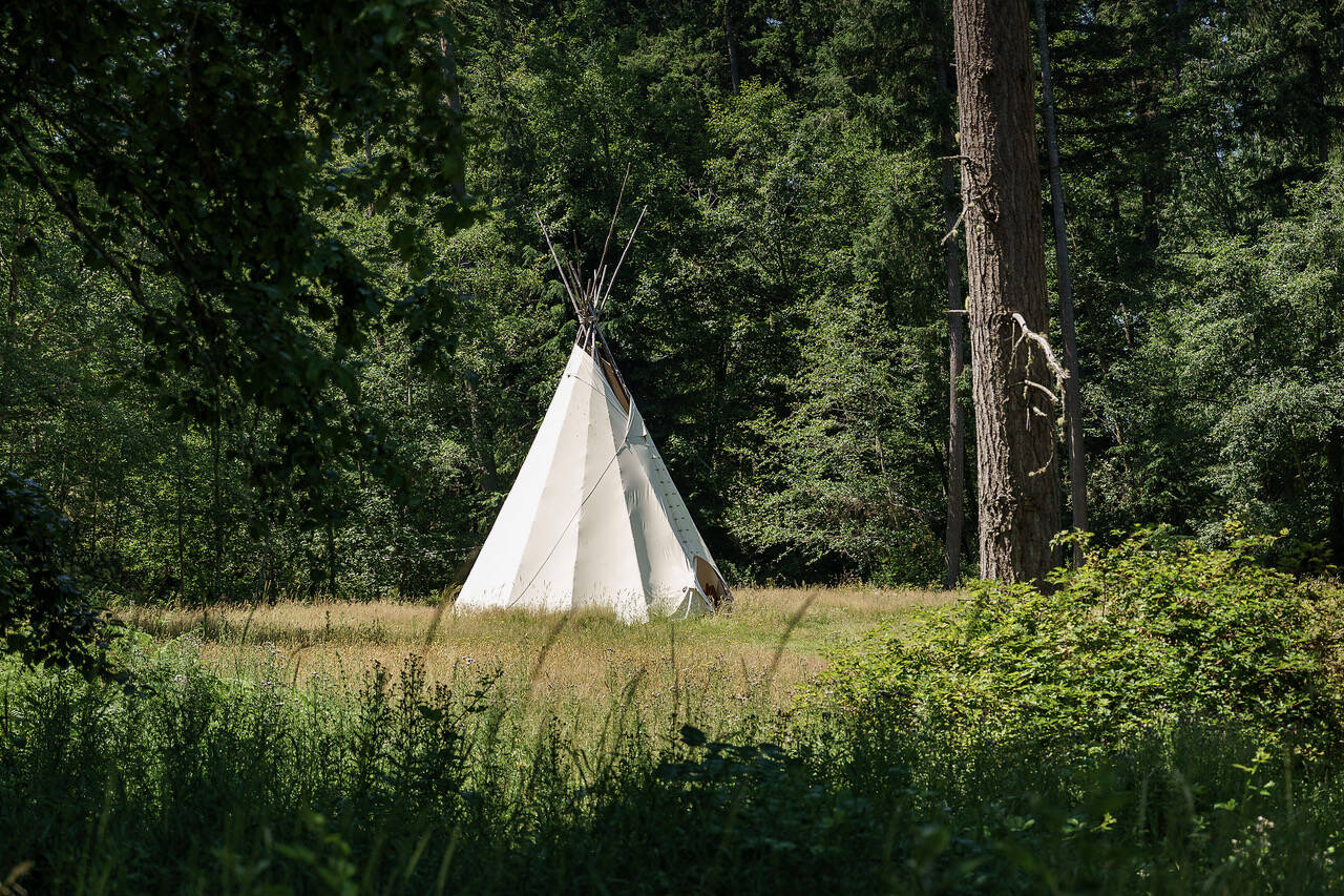 A tipi is one of the unique structures campers can rent at Wild Hearts on Whidbey, a South Whidbey events venue. (Photo by David Welton)