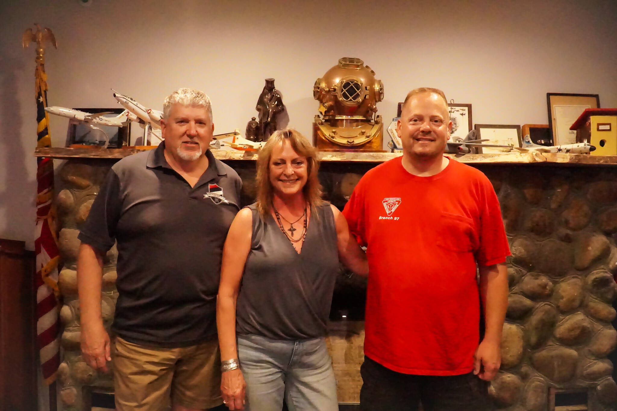 Ferron Rice, Sherri Marsolk & Brent Hundley of the Fleet Reserve Association Branch 97 pose at the Crow’s Nest Lounge on 8th Ave. (Photo by Sam Fletcher)