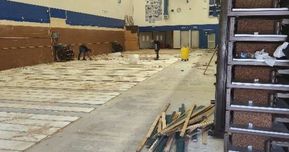 Photo provided
The gym floorboards are removed to address the water damage.