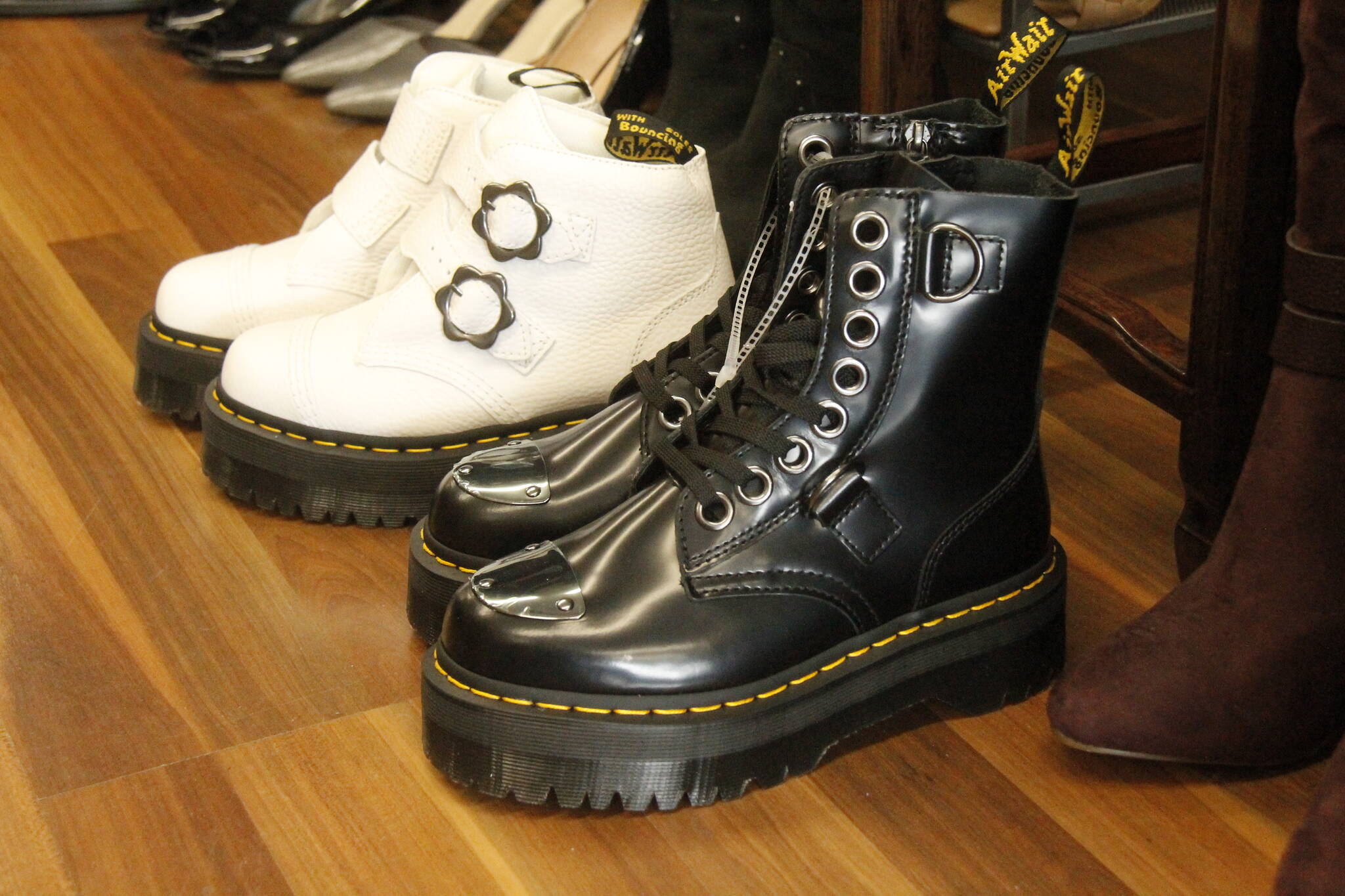 Photo by Kira Erickson/South Whidbey Record
This size 6 pair of Doc Martens could be yours for $100.