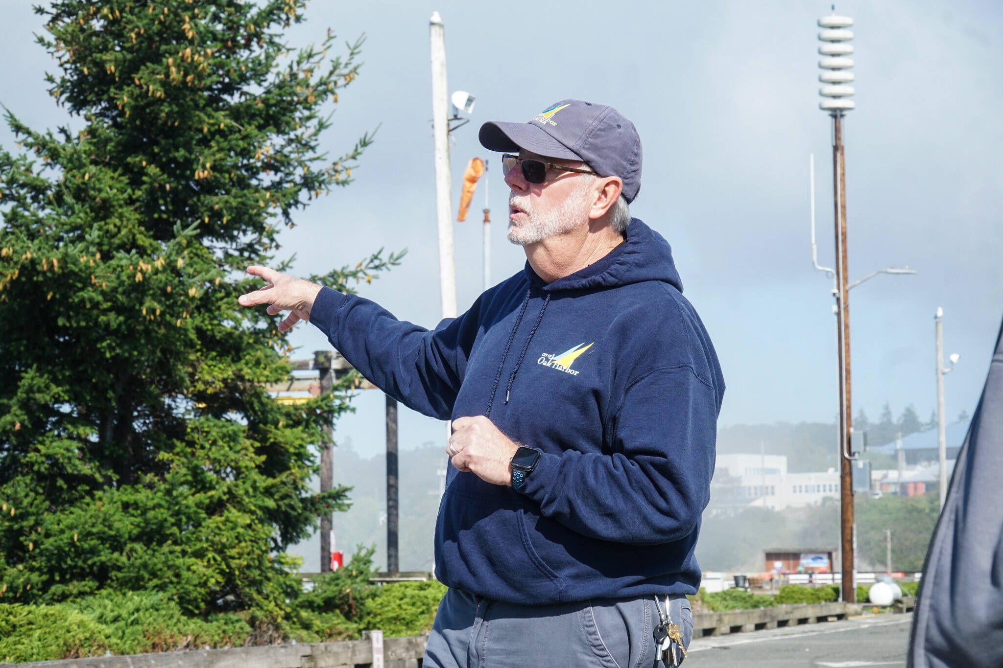 Harbor Master Chris Sublet discusses the future of the Oak Harbor Marina Thursday morning. (Photo by Sam Fletcher)