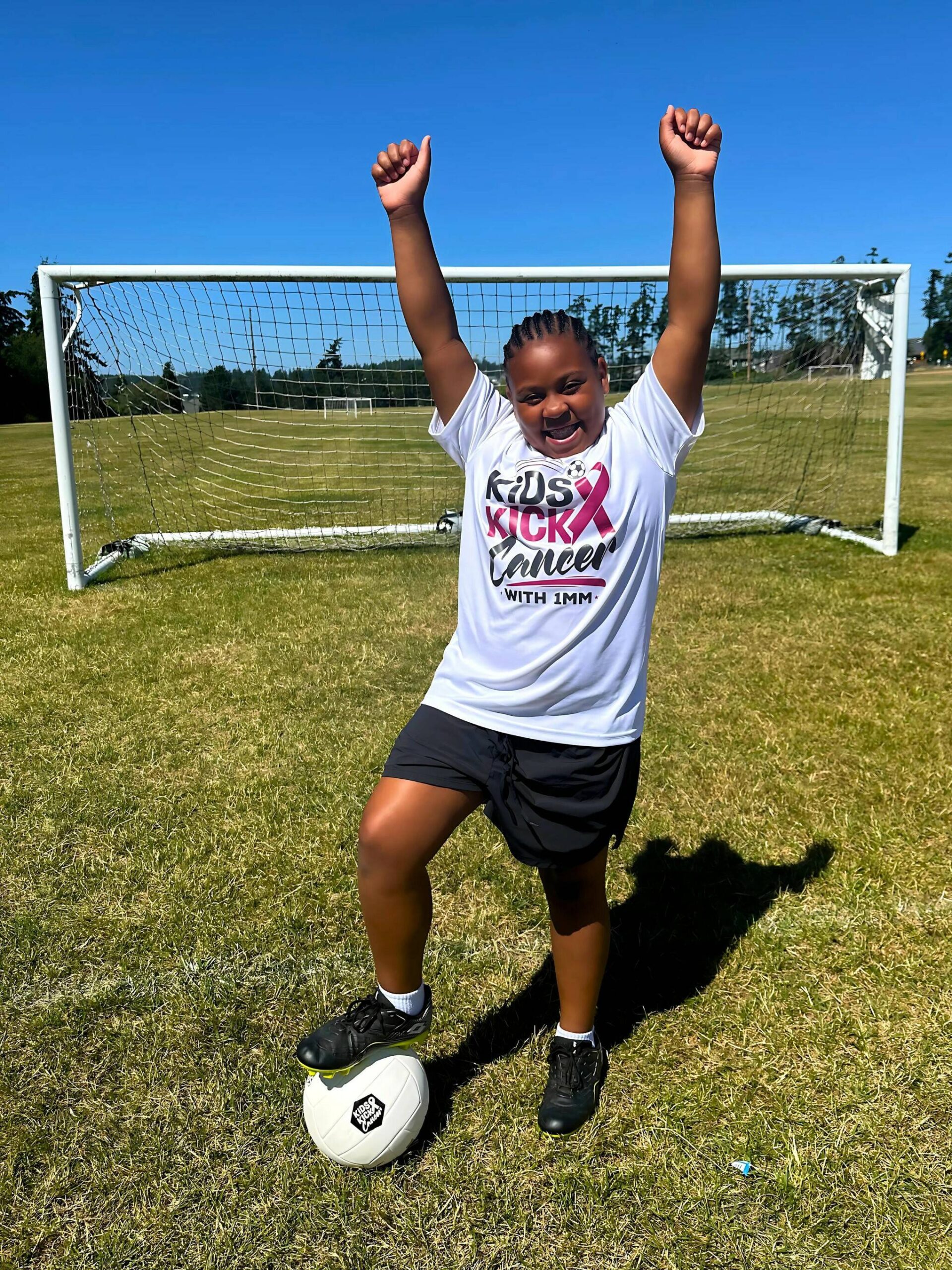 Rayna White, 11, wears her Kids Kick Cancer shirt. (Photo provided)