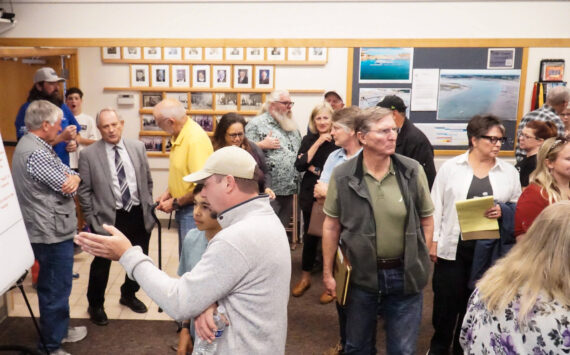 Over 40 people came to City Hall on Wednesday to discuss the future of the Oak Harbor Marina. (Photo by Sam Fletcher)