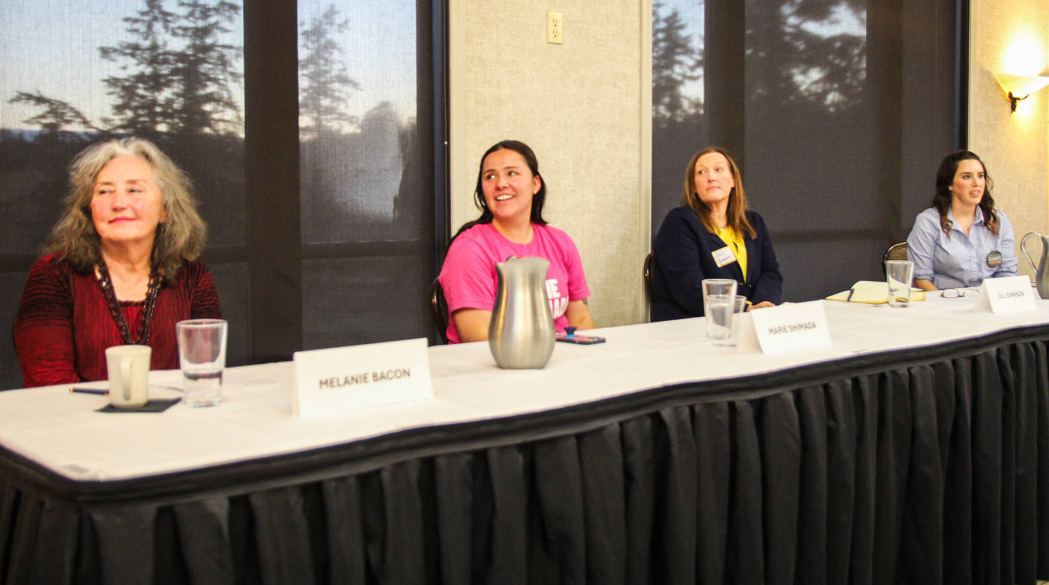 From left, Melanie Bacon (District 1 incumbent), Marie Shimada (District 1 candidate), Jill Johnson (District 2 incumbent) and Christina Elliott (District 2 candidate). (Photo by Luisa Loi)