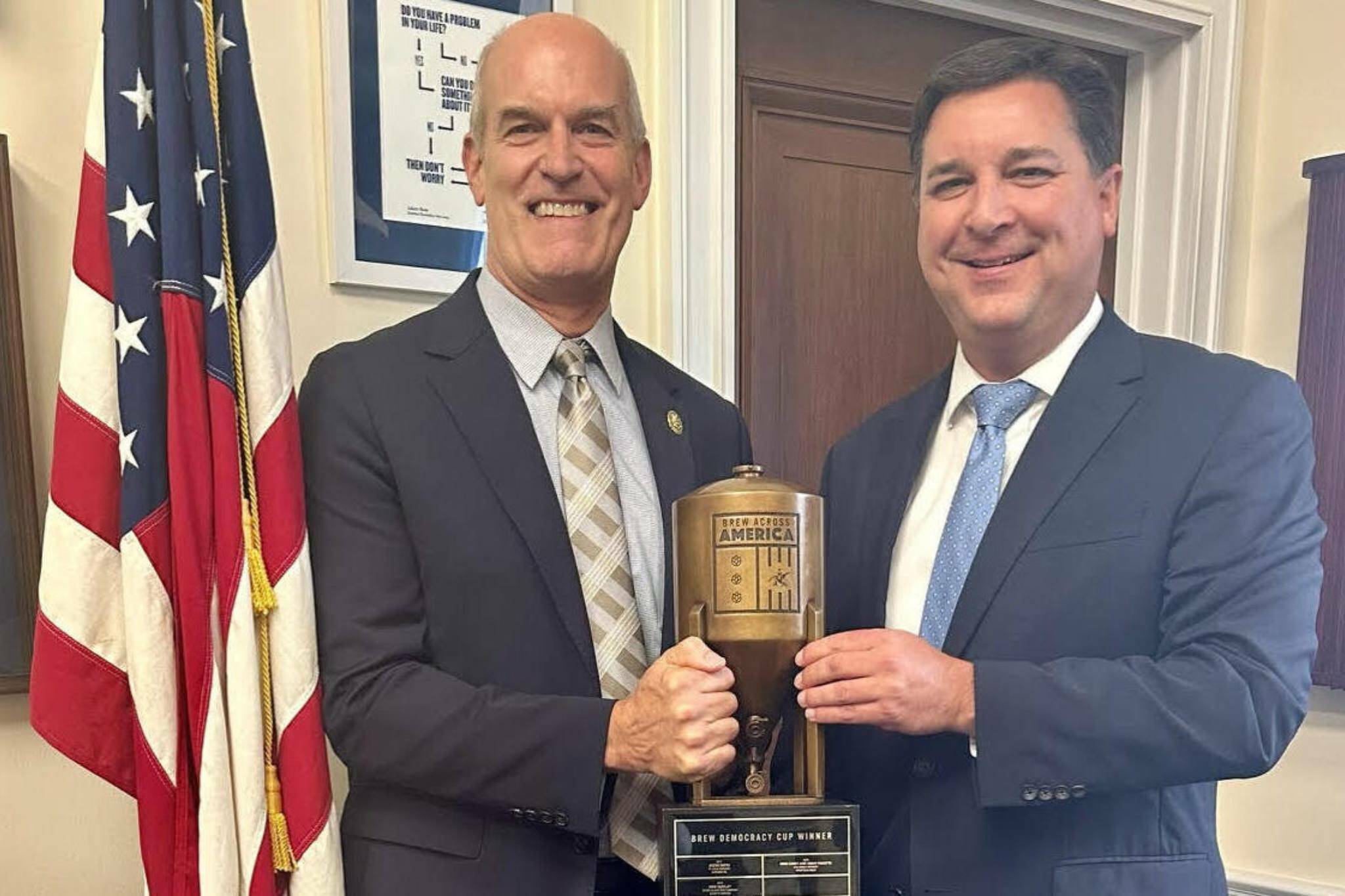 Rep. Rick Larsen, D-Wash., and Rep. David Rouzer, R-N.C., won the seventh annual Congressional brewing competition hosted by Anheuser-Busch. (Courtesy of Larsen’s office)